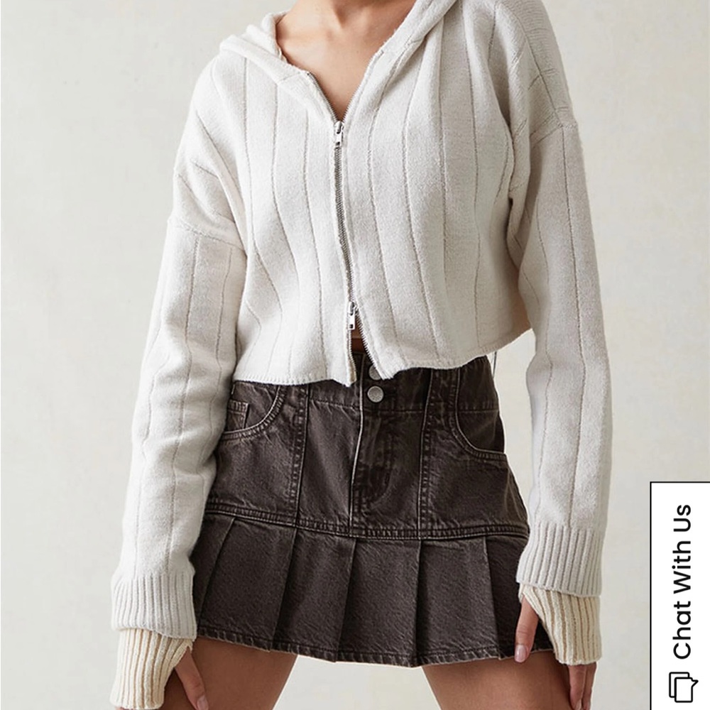 Brown Pacsun denim skirt with frills (size 28)